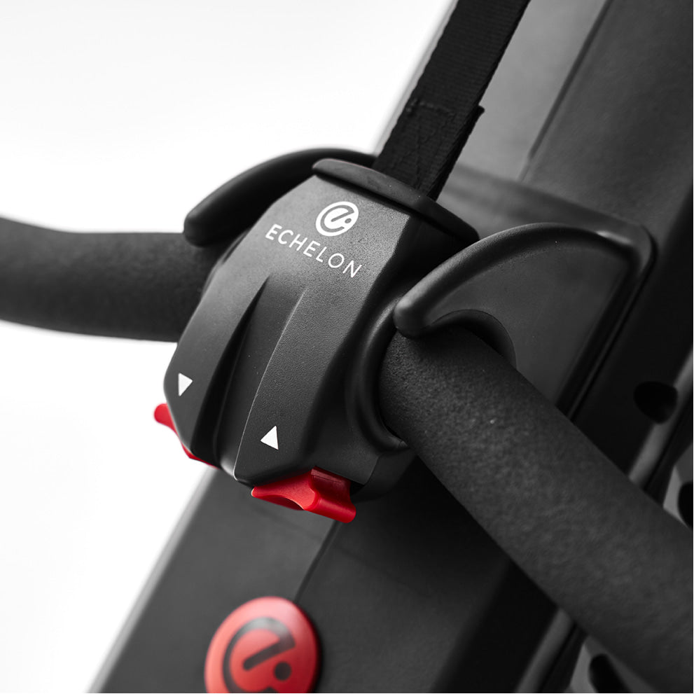 Echelon Row-7s close up of resistance buttons on handlebar