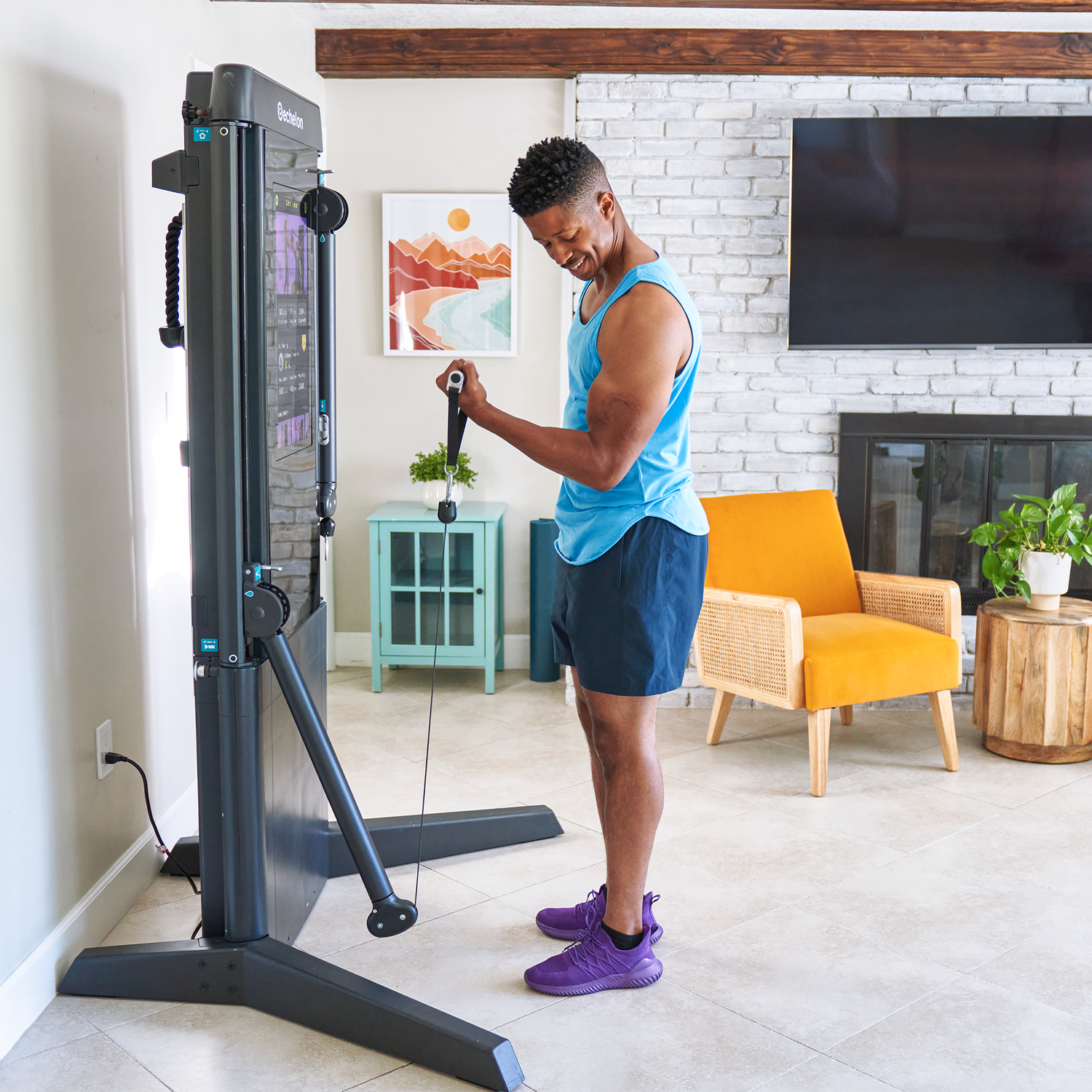 man using Echelon Strength Pro cable resistance machine