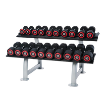 Escape Fitness SBX Rubber 5-50lb Dumbbell Set & Rack