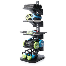 Escape Fitness Rack5 Accessory Rack shown with accessories on it