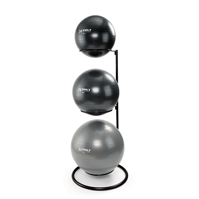 Matrix Fitness XT Stability Ball Rack with Stability Balls on it 