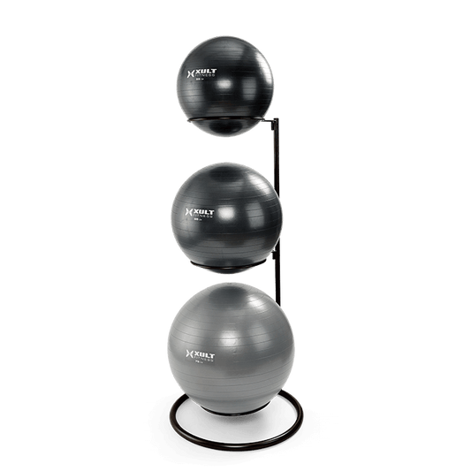 Matrix Fitness XT Stability Ball Rack with Stability Balls on it 