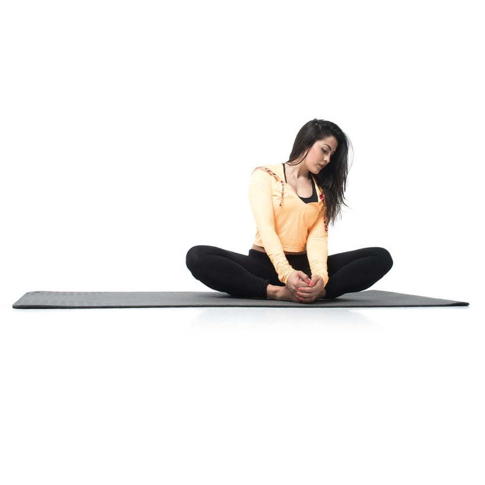 Woman using Escape Fitness Flex Mat Yoga Mat in Grey
